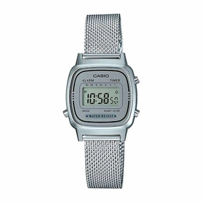 Casio LA670WEM-7DF Silver Mesh Watch for Women Affordable casual watches Sporty casual watches Affordable luxury casual watches
