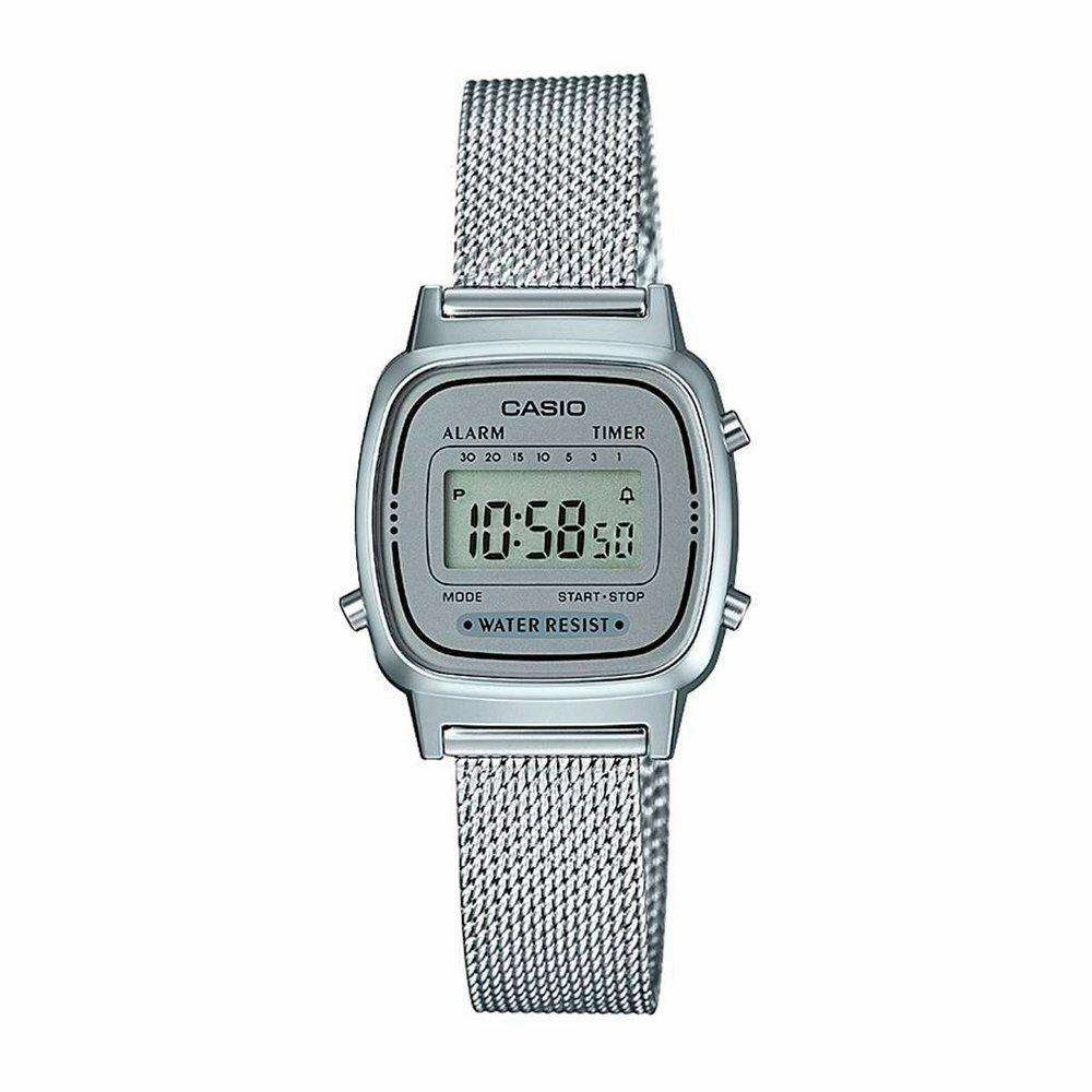 Casio LA670WEM-7DF Silver Mesh Watch for Women Affordable casual watches Sporty casual watches Affordable luxury casual watches