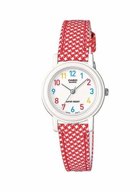 Casio LQ-139LB-4B Red Leather Strap Watch for Women Affordable casual watches Sporty casual watches Affordable luxury casual watches