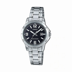 Casio LTP-V004D-1B2 Silver Stainless Watch for Women Affordable casual watches Sporty casual watches Affordable luxury casual watches
