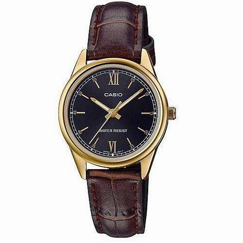 Casio LTP-V005GL-1B2UDF Brown Leather Strap Watch for Women Affordable casual watches Sporty casual watches Affordable luxury casual watches