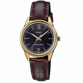 Casio LTP-V005GL-1B2UDF Brown Leather Strap Watch for Women Affordable casual watches Sporty casual watches Affordable luxury casual watches