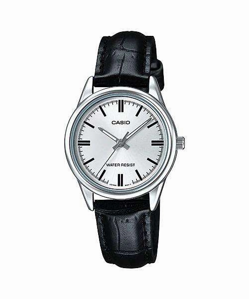 Casio LTP-V005L-7A Black Leather Strap Watch for Women Affordable casual watches Sporty casual watches Affordable luxury casual watches