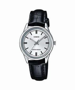 Casio LTP-V005L-7A Black Leather Strap Watch for Women Affordable casual watches Sporty casual watches Affordable luxury casual watches