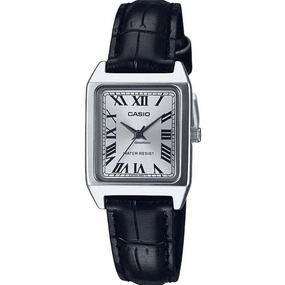 Casio LTP-V007L-7B1 Black Leather Watch for Women Affordable casual watches Sporty casual watches Affordable luxury casual watches