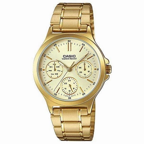 Casio LTP-V300G-9A Gold Plated Strap Watch for Women Affordable casual watches Sporty casual watches Affordable luxury casual watches