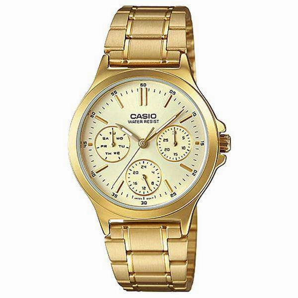 Casio LTP-V300G-9A Gold Plated Strap Watch for Women Affordable casual watches Sporty casual watches Affordable luxury casual watches