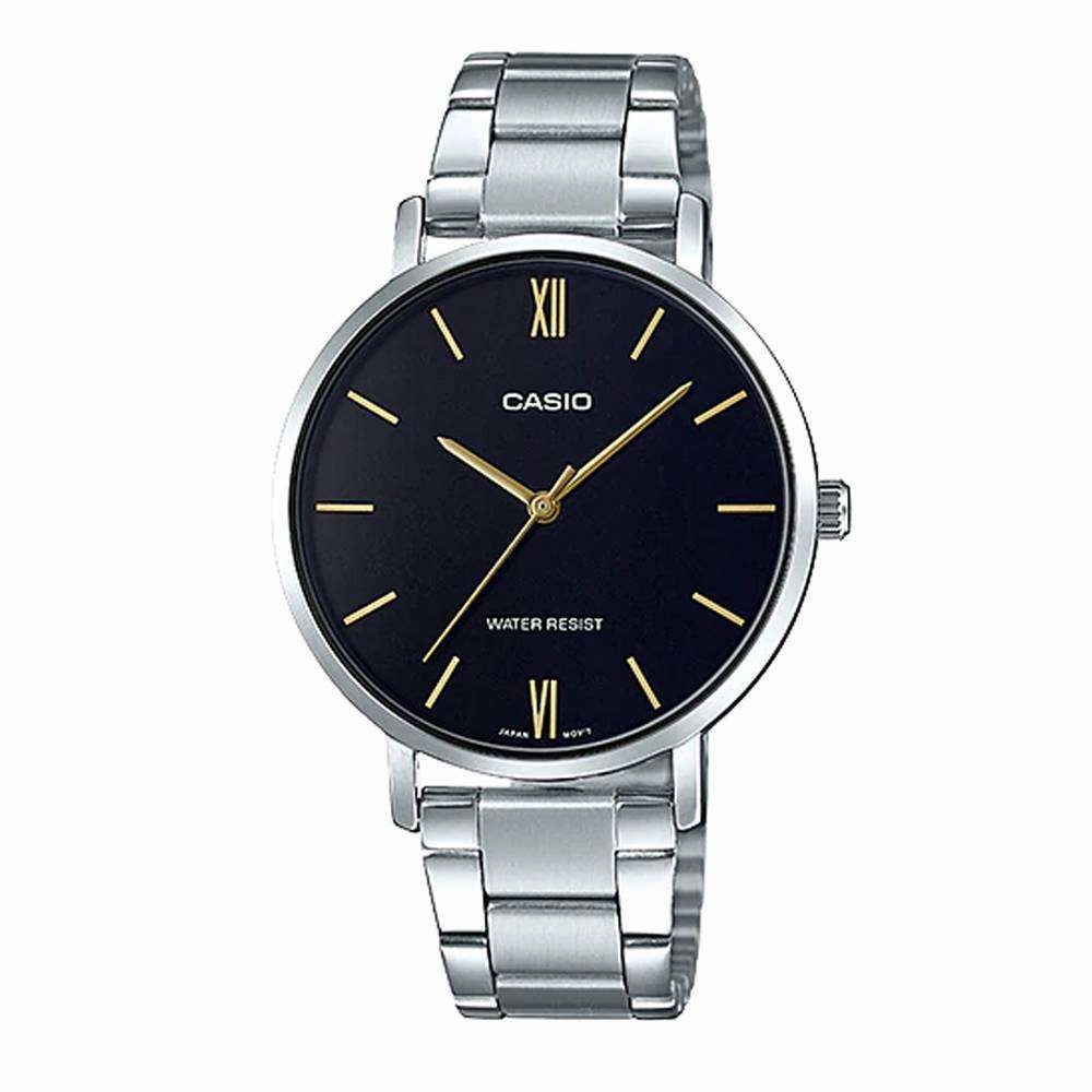 Casio LTP-VT01D-1B Silver Stainless Watch for Women Affordable casual watches Sporty casual watches Affordable luxury casual watches