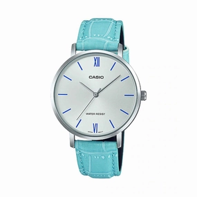 Casio LTP-VT01L-7B3 Light Blue Leather Strap for Women Affordable casual watches Sporty casual watches Affordable luxury casual watches