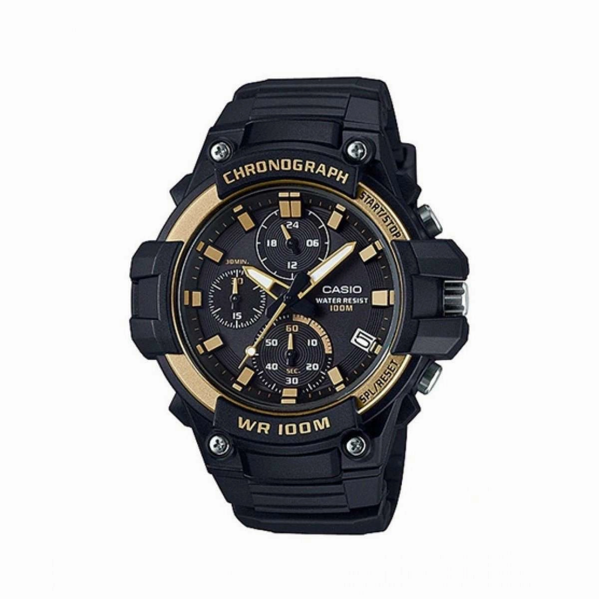 Casio MCW-110H-9AVDF Analog Chronograph Black Resin Strap Watch for Men Affordable casual watches Sporty casual watches Affordable luxury casual watches