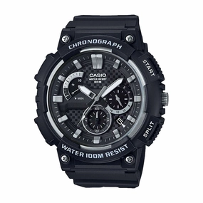 Casio MCW-200H-1AVDF Analog Chronograph Black Resin Strap Watch for Men Affordable casual watches Sporty casual watches Affordable luxury casual watches