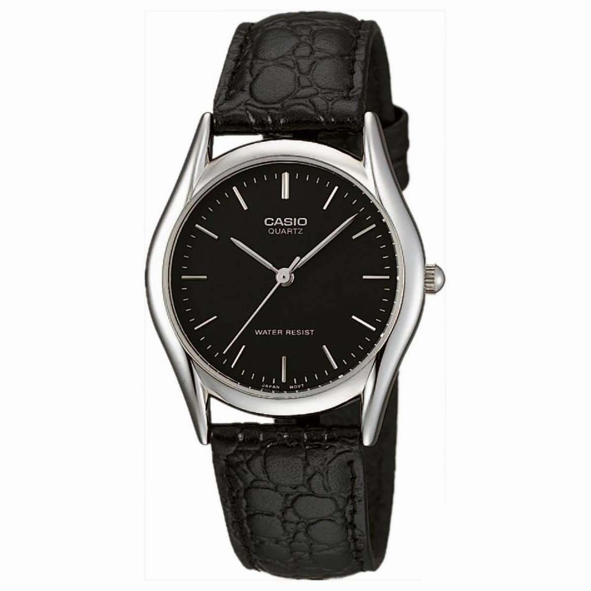Casio MTP-1094E-1ADF Black Leather Strap Watch for Men Affordable casual watches Sporty casual watches Affordable luxury casual watches