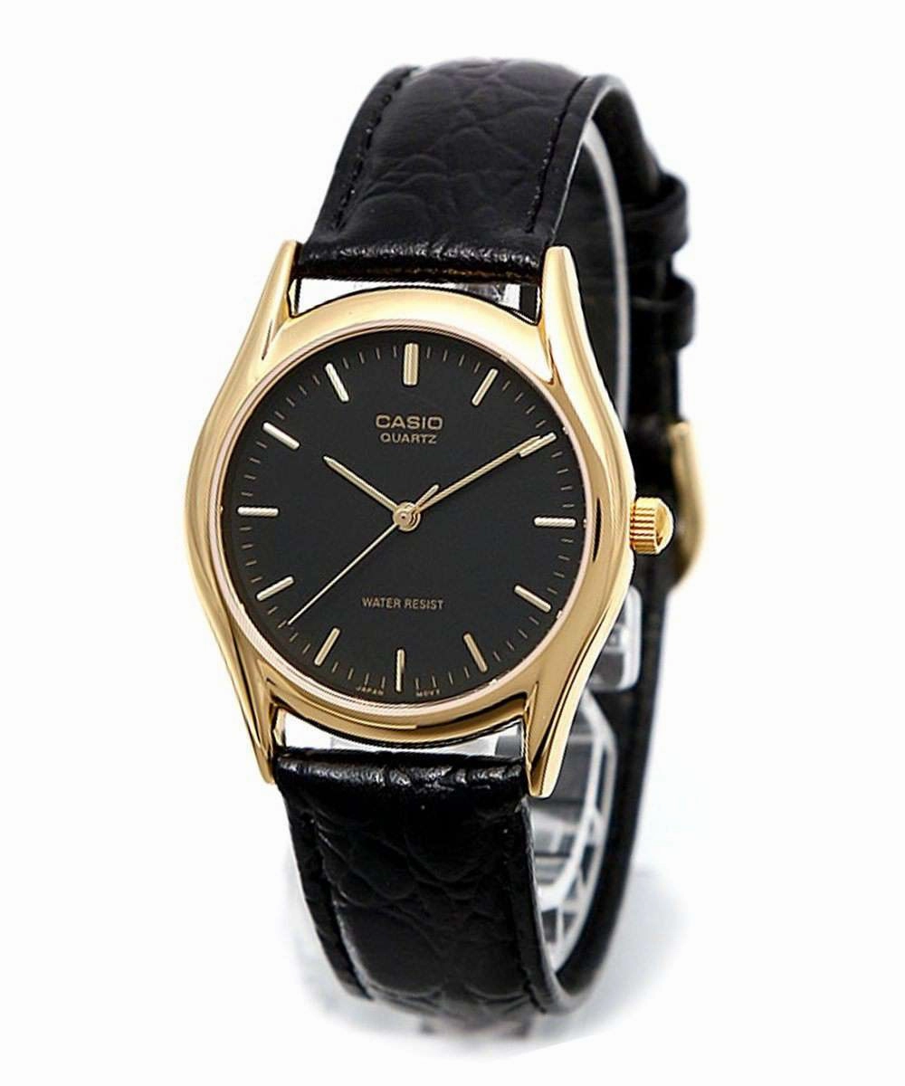 Casio MTP-1094Q-1AD Black Leather Strap Watch for Men Affordable casual watches Sporty casual watches Affordable luxury casual watches