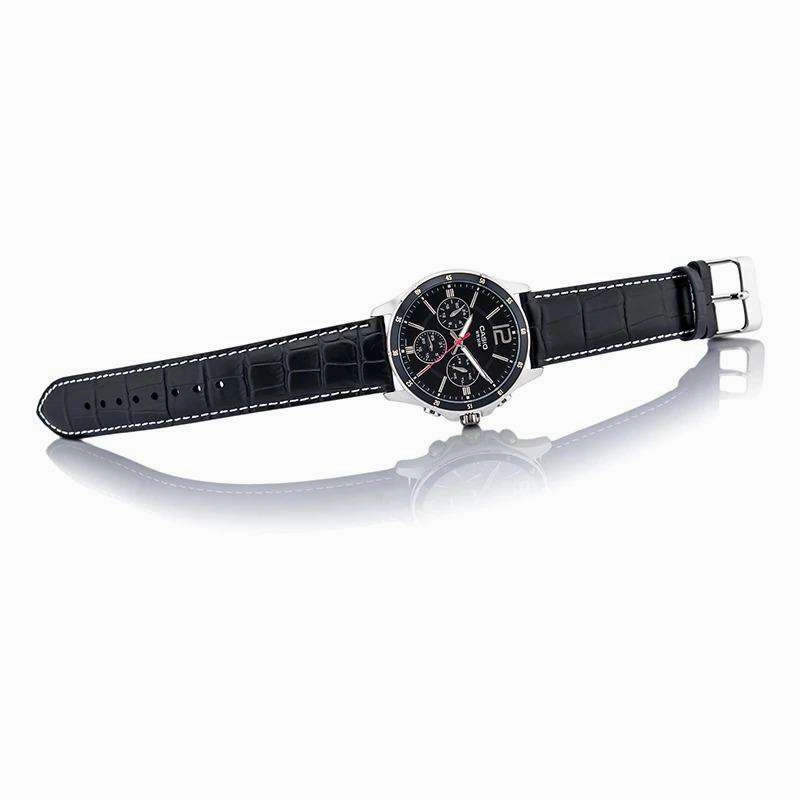 Casio MTP-1374L-1AVDF Black Leather Strap Watch for Men