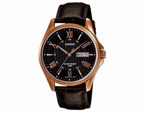 Casio MTP-1384L-1AVDF Brown Leather Strap Watch for Men Affordable casual watches Sporty casual watches Affordable luxury casual watches