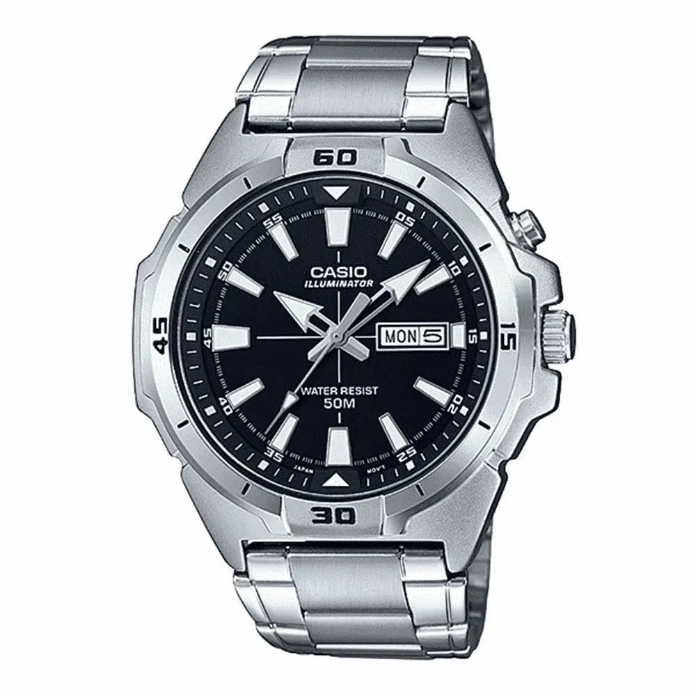 Casio MTP-E203D-1A Silver Stainless Watch for Men Affordable casual watches Sporty casual watches Affordable luxury casual watches