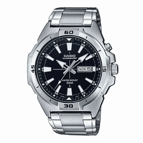 Casio MTP-E203D-1A Silver Stainless Watch for Men Affordable casual watches Sporty casual watches Affordable luxury casual watches