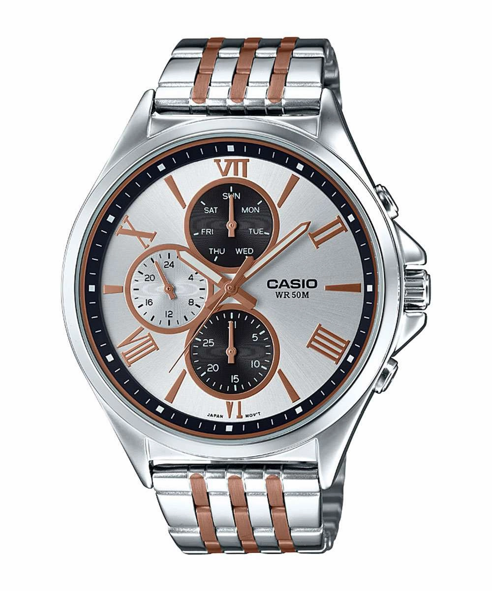 Casio MTP-E316RG-7A Two-toned Stainless Watch for Men Affordable casual watches Sporty casual watches Affordable luxury casual watches