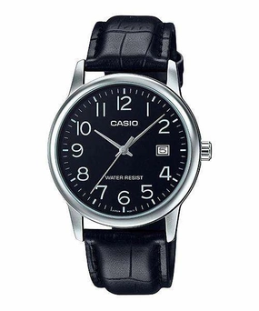 Casio MTP-V002L-1B Black Leather Watch for Men,men's watches,watch for men, best men's watches,luxury men's watch,minimalist men's watch,casual men's watch,dress watch for men,automatic men's watch,quartz men's watch,cheap men's watch. business wat