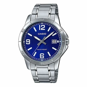 Casio MTP-V004D-2B Silver Stainless Watch for Men Affordable casual watches Sporty casual watches Affordable luxury casual watches