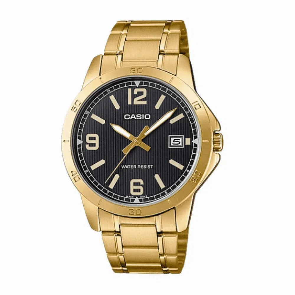 Casio MTP-V004G-1B Gold Stainless Watch for Men Affordable casual watches Sporty casual watches Affordable luxury casual watches
