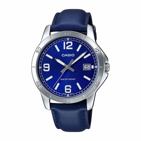 Casio MTP-V004L-2B Blue Leather Watch for Men,men's watches,watch for men, best men's watches,luxury men's watch,minimalist men's watch,casual men's watch,dress watch for men,automatic men's watch,quartz men's watch,cheap men's watch. business watc