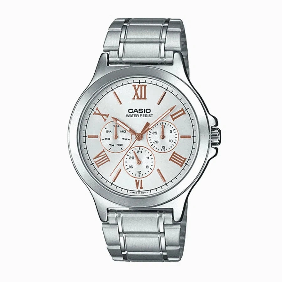 Casio MTP-V300D-7A2 Silver Stainless Watch for Men Affordable casual watches Sporty casual watches Affordable luxury casual watches