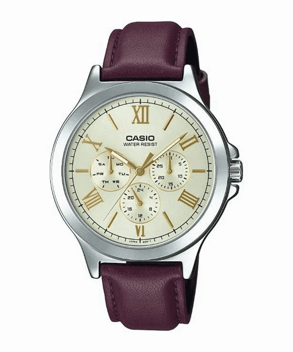 Casio MTP-V300L-9A Leather Strap Watch for Men Affordable casual watches Sporty casual watches Affordable luxury casual watches