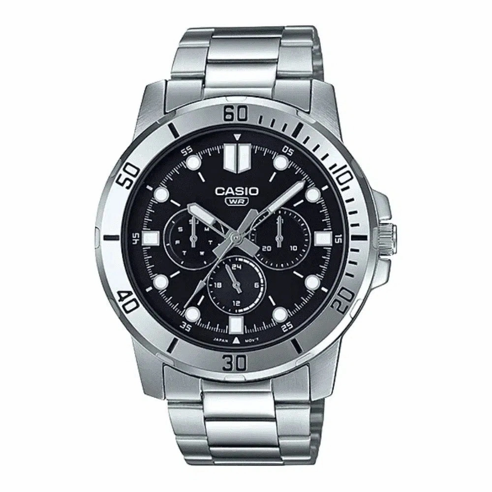 Casio MTP-VD300D-1E Silver Stainless Watch Affordable casual watches Sporty casual watches Affordable luxury casual watches
