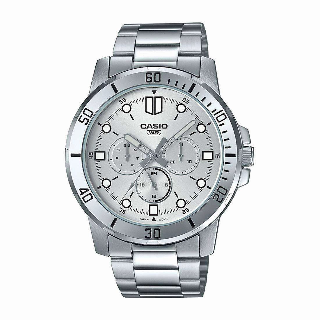 Casio MTP-VD300D-7E Silver Stainless Watch,men's watches,watch for men, best men's watches,luxury men's watch,minimalist men's watch,casual men's watch,dress watch for men,automatic men's watch,quartz men's watch,cheap men's watch. business watch f