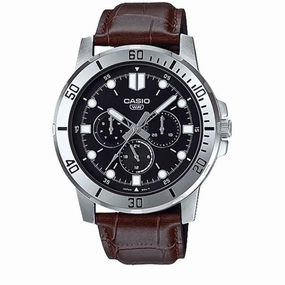 Casio MTP-VD300L-1E Brown Leather Watch for Men Affordable casual watches Sporty casual watches Affordable luxury casual watches