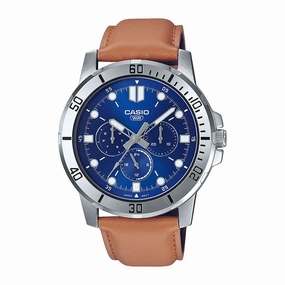Casio MTP-VD300L-2E Brown Leather Watch for Men Affordable casual watches Sporty casual watches Affordable luxury casual watches