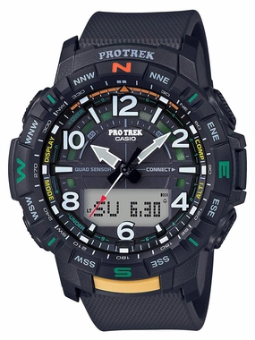 Casio ProTrek Quad Sensor Blue Ana-Digi Mens Bluetooth Watch PRTB50-1 Hypoallergenic Silicone Watch Discount Silicone Watches