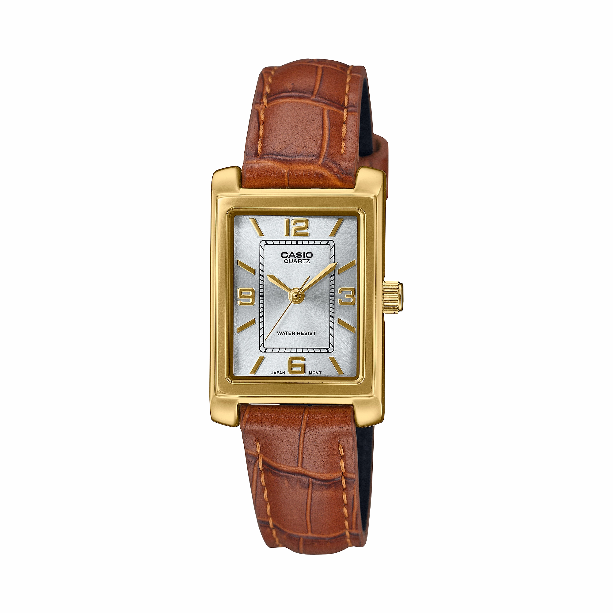 Casio Standard Ana Tunneau Brown Leather Strap Watch LTP1234GLL-7A 