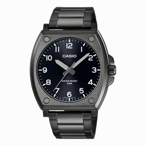 Casio Standard Analogue Black Dial Stainless Steel Watch MTPE730B-1A 