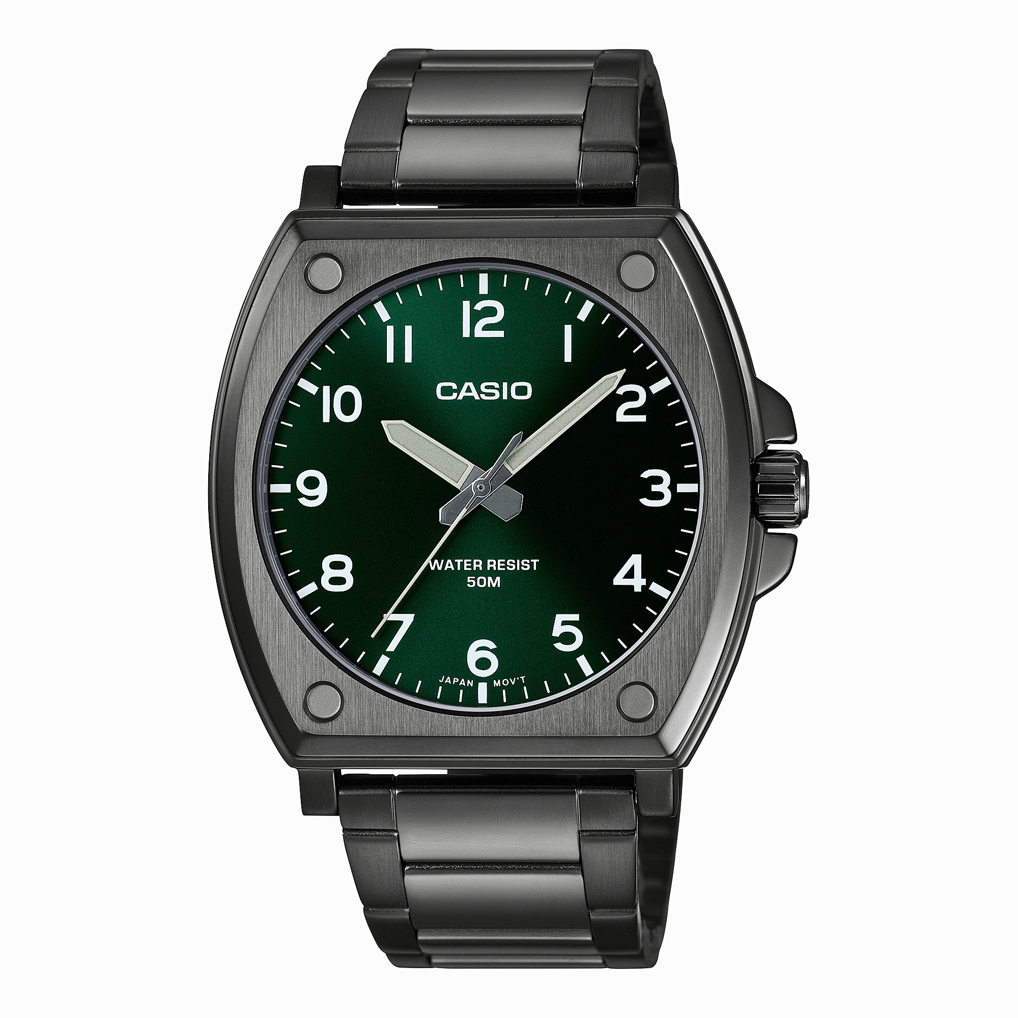Casio Standard Analogue Green Dial Stainless Steel Watch MTPE730B-3A 
