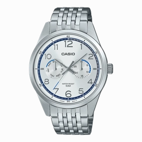 Casio Standard Analogue White Dial Stainless Steel Watch MTPE340D-7A 