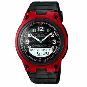 Casio Standard AW-80-4BVDF Red Dial/ Black Resin Strap Watch for Men Affordable casual watches Sporty casual watches Affordable luxury casual watches