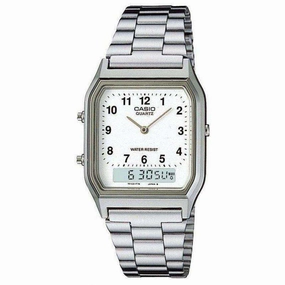Casio Vintage AQ-230A-7B Silver Stainless Watch Unisex Affordable casual watches Sporty casual watches Affordable luxury casual watches