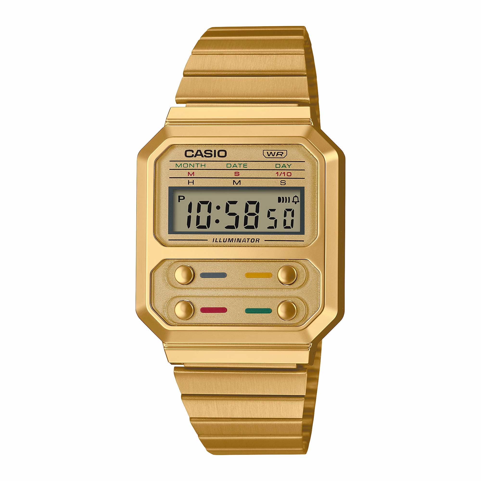 Casio Vintage Digital Gold Stainless Steel Watch A100WEG-9A 