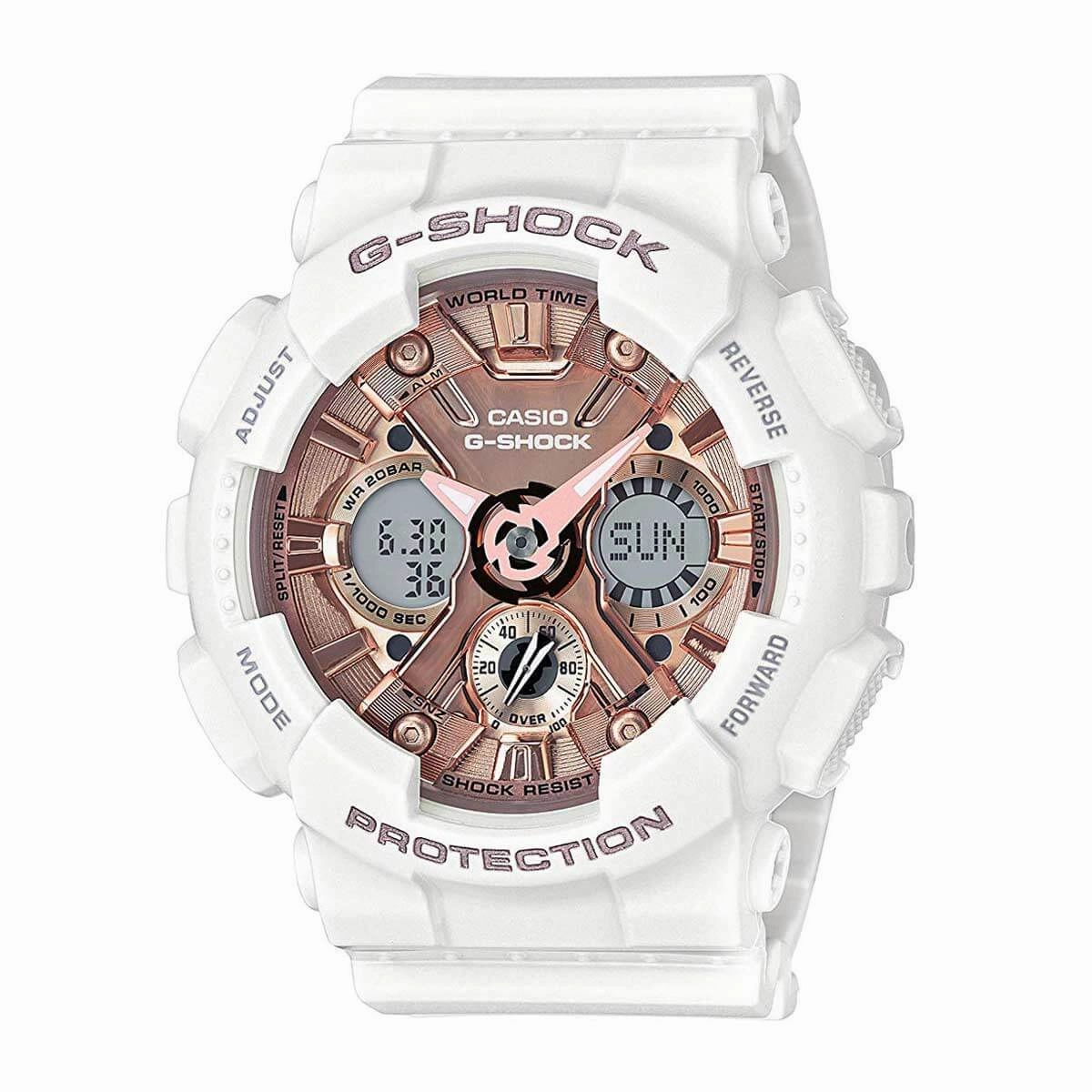 Casio Women's Ana-Digi Watch - G-Shock Rose Gold Dial Dive | GMAS120MF-7A2 Luxury Quartz Watch Quartz Watch Sale