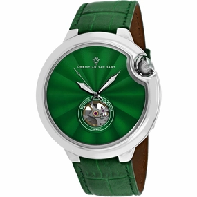 Christian Van Sant Men's Watch - Cyclone Automatic Black Dial Green Strap | CV0149 men's watches best men's watches under $500 affordable men's watches men watches classic