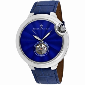 Christian Van Sant Men's Watch - Cyclone Automatic Blue Dial Leather Strap | CV0140 