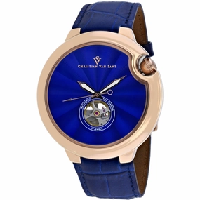 Christian Van Sant Men's Watch - Cyclone Automatic Blue Dial Leather Strap | CV0143 