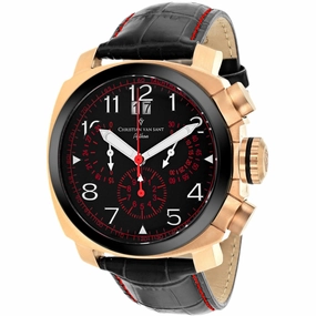 Christian Van Sant Men's Watch - Grand Python Black Dial Leather Strap | CV3AU8 