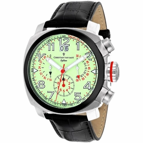 Christian Van Sant Men's Watch - Grand Python Quartz Black Leather Strap | CV3AU7 