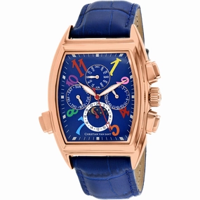 Christian Van Sant Men's Watch - Grandeur Automatic Blue Dial Leather Strap | CV2138 