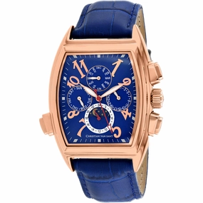 Christian Van Sant Men's Watch - Grandeur Automatic Blue Dial Leather Strap | CV2140 