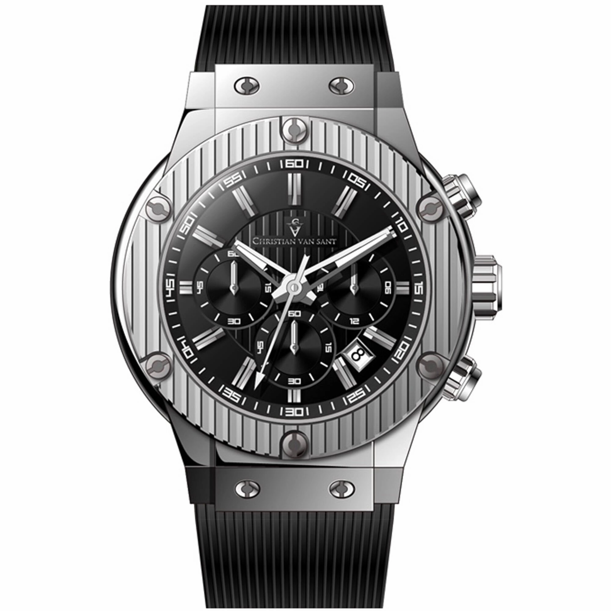 Christian Van Sant Men's Watch - Monarchy Quartz Black Dial Rubber Strap | CV8140 men's watches best men's watches under $500 affordable men's watches men watches classic