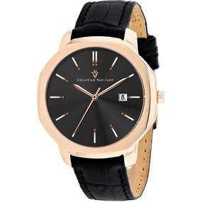 Christian Van Sant Men's Watch - Octavius Slim Quartz Black Dial Strap | CV0534 